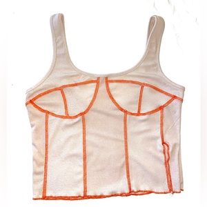 Tank Top Crop Top Corset Pattern Nude and Orange
